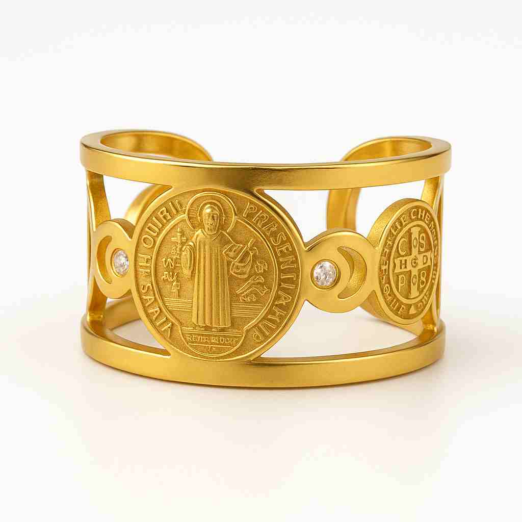 SET SAGRADO SAN BENITO – ANILLO, COLLAR Y ARETES.