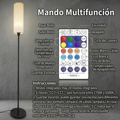 ATIKUS® LÁMPARA DE PIE INTELIGENTE - Alexa, Google Home y Siri.