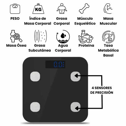 BÁSCULA 8 EN 1 + PULSERA ADELGAZANTE GRATIS