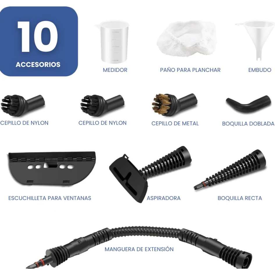 VaporixPro® - Limpiador desinfectante a vapor 10 en 1