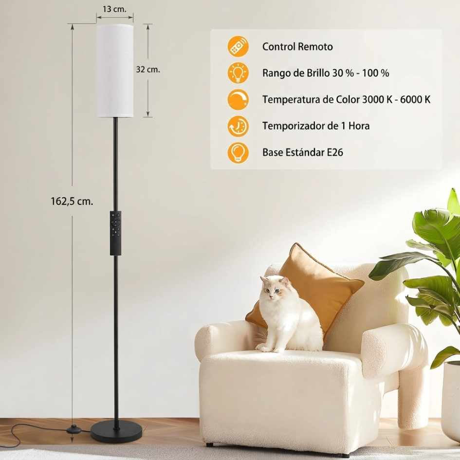ATIKUS® LÁMPARA DE PIE INTELIGENTE - Alexa, Google Home y Siri.