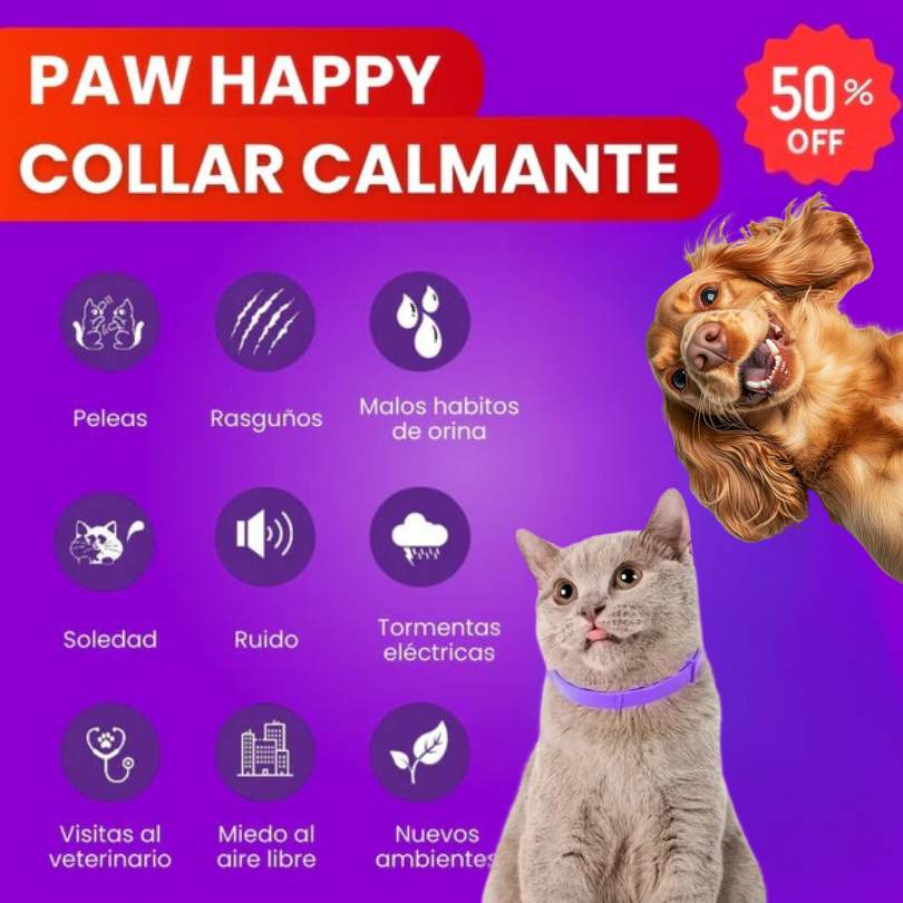 2X1 PawHappy™ Collar de feromonas para Gatos y Perros