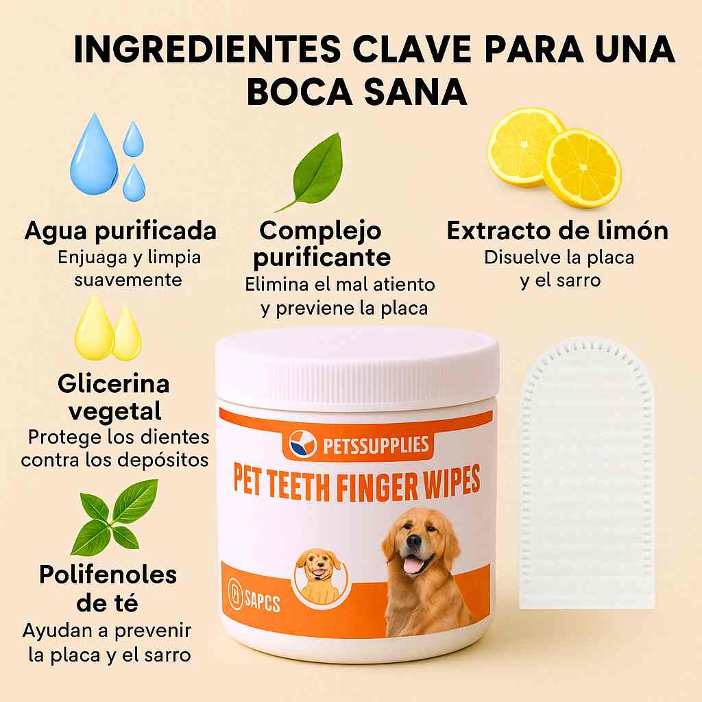 PetTeeth® - Toallitas de higiene dental para mascotas