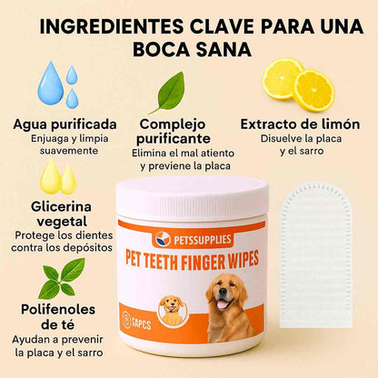 PetTeeth® - Toallitas de higiene dental para mascotas